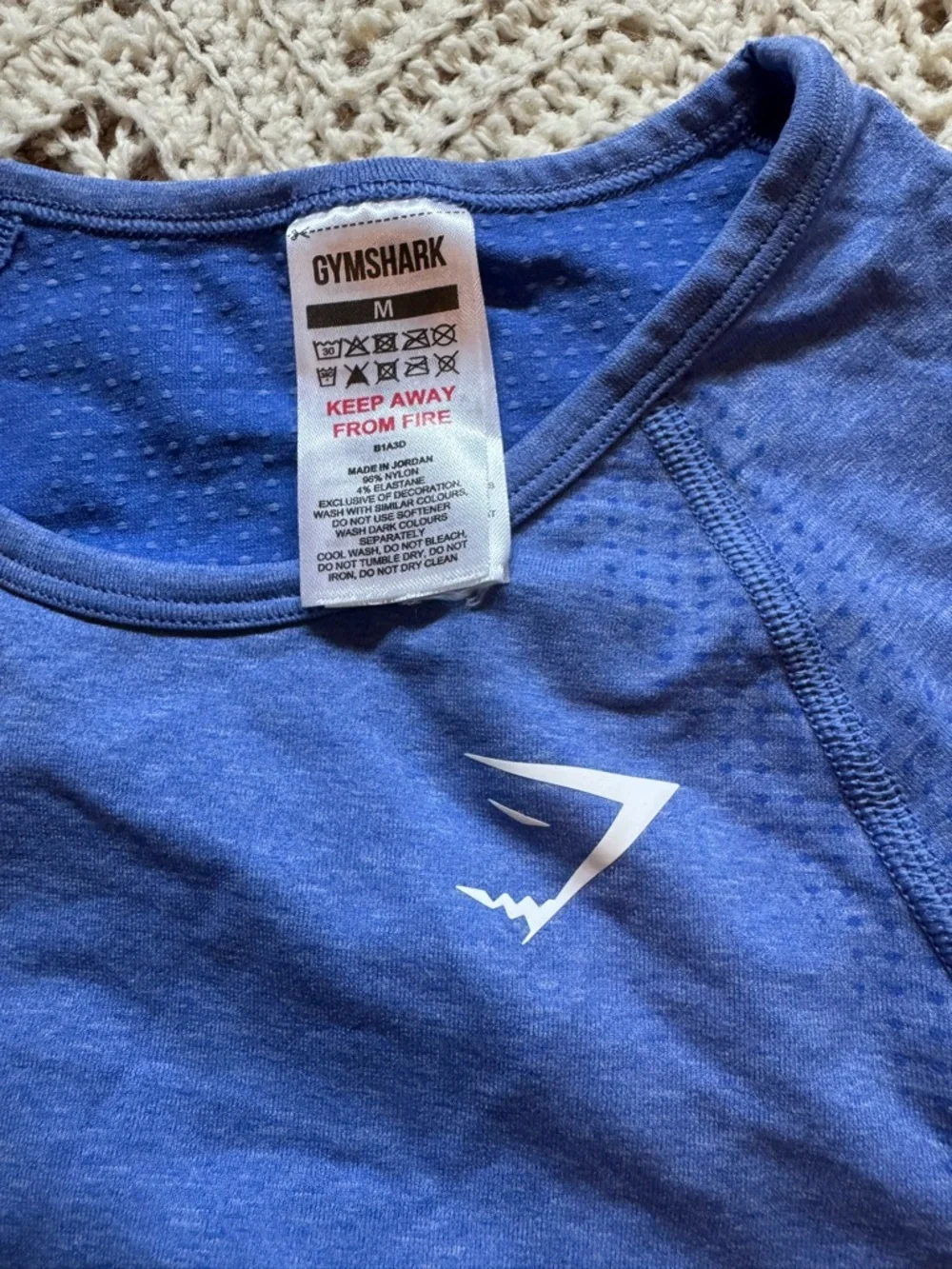 Gymshark Matching Workout Set Blue Crop Top and Leggings Size Medium Compression